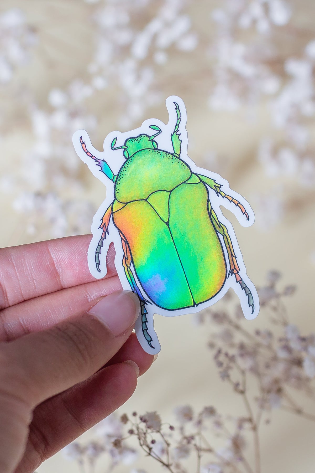 Rose Beetle Holographic Sticker 🪲