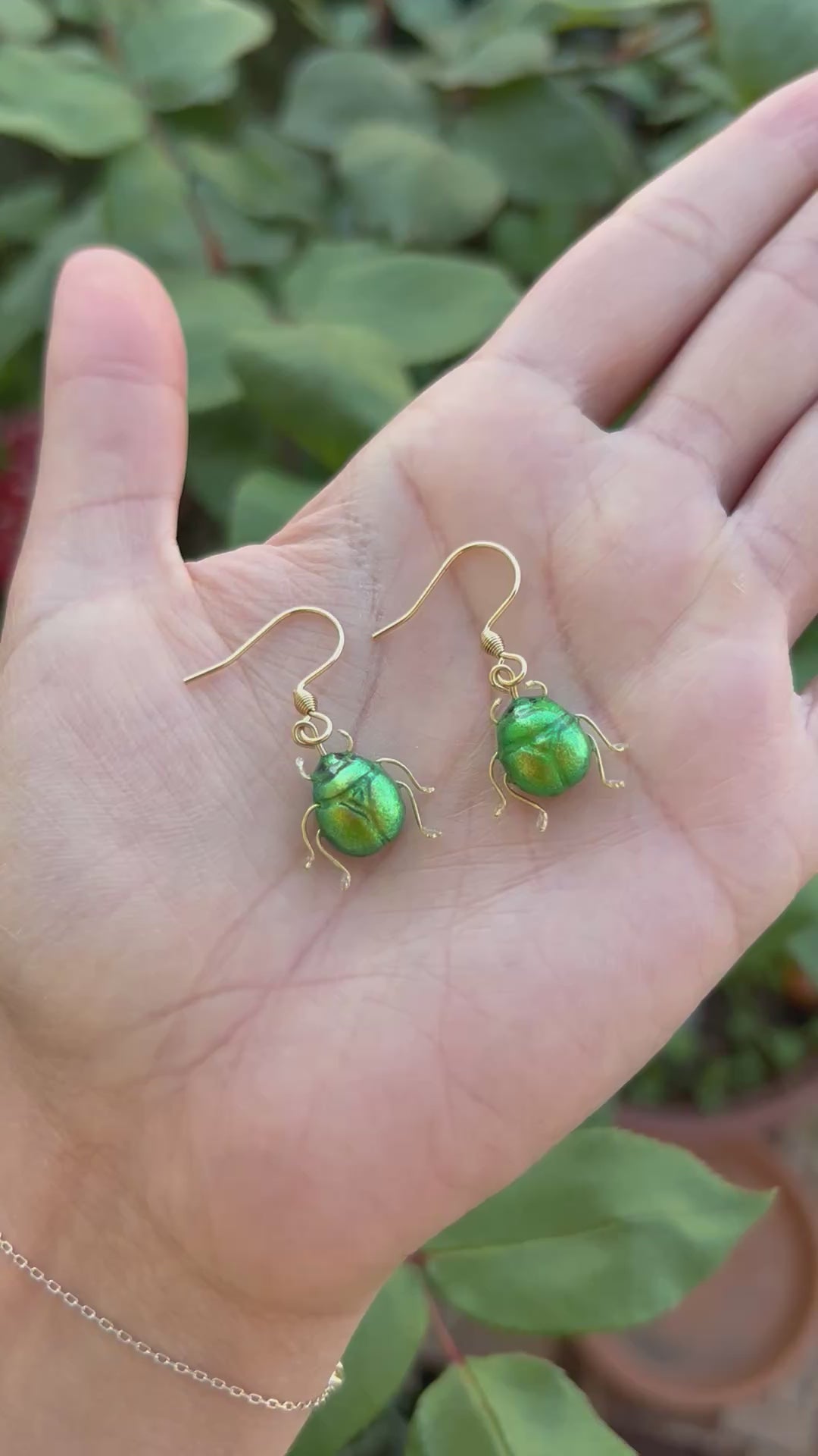 Mint Leaf Beetle Earrings